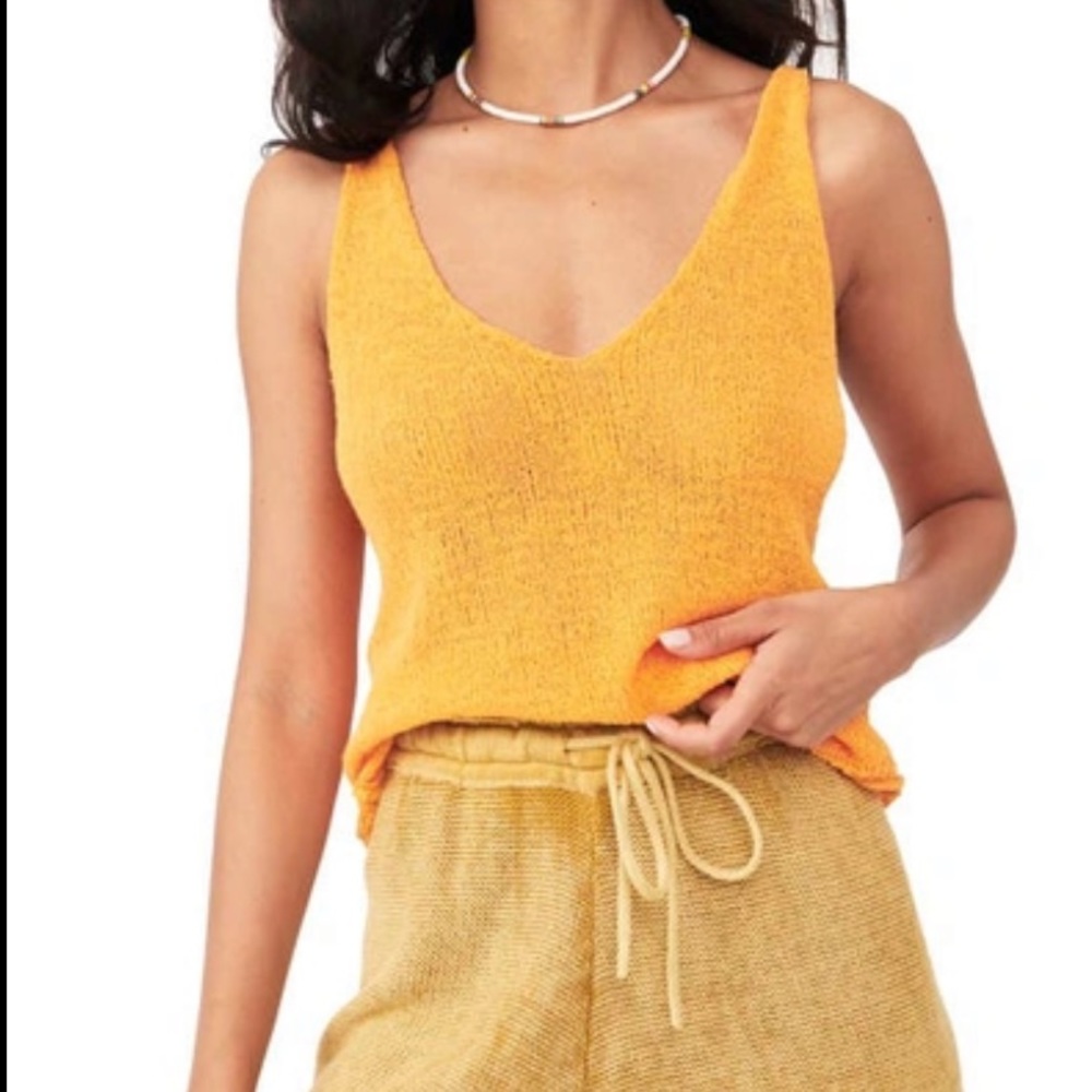 NWT Free People Boucle Sweater Tank Mango Orange
